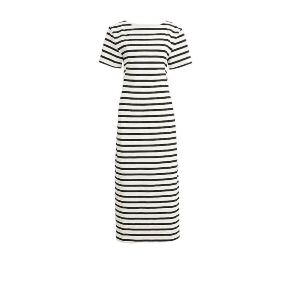 J.Crew Classic Mariner Cloth Maxi Dress Women's Medium Ivory Navy Stripe Cotton